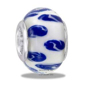 Da Vinci Beads Blue & White Swirl Art Glass Bead: Arts 