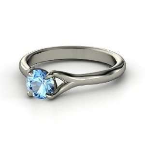  Cynthia Ring, Round Blue Topaz Palladium Ring: Jewelry