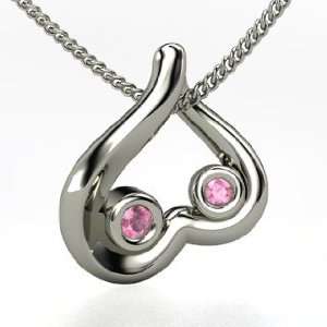  Carried in My Heart, Sterling Silver Necklace with Pink 