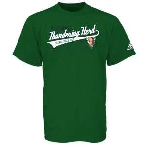  adidas Marshall Thundering Herd Green Slant Script T shirt 