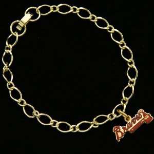 MLB Atlanta Braves Ladies Gold Tone Charm Bracelet Sports 