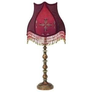  Gold and Royal Red Beaded Victorian Lamp LP59669