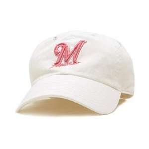  Milwaukee Brewers White and Pink Womens Adjustable Cap 