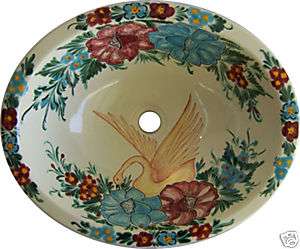 168 Handpainted Drop in Sink Mexican Ceramic 17x14  