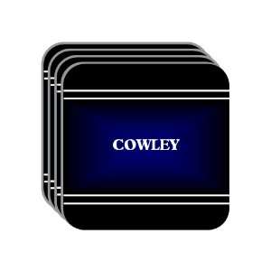 Personal Name Gift   COWLEY Set of 4 Mini Mousepad Coasters (black 
