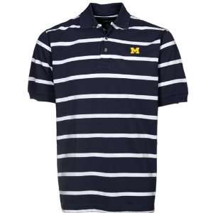   Polo  Michigan Wolverines Navy Blue Kenneth Stripe Polo Sports