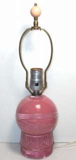 Fantastic Art Deco Hollywood Regency Pink Glass Boudoir Table Lamp 
