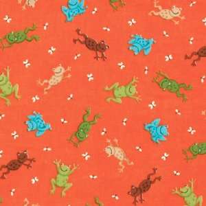  Moda Meadow Friends Frogs Toss Orange Quilt Cotton Fabric 