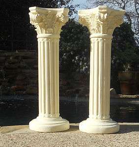 Ornate Classical Fluted Column Corinthian Capital Plaster Pedestal 