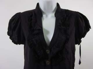 ODILLE ANTHROPOLOGIE Purple Black Short Sleeve Blouse 2  
