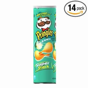 Pringles Potato Crisps Super Stack, Ranch, 6.38 Ounce Tubes (Pack of 