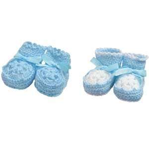  Crocheted Newborn Booties   Blue Baby