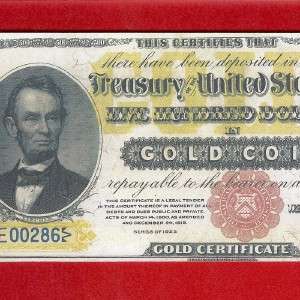 COPY of US CURRENCY 1922 LARGE $500 GOLD Paper Money  