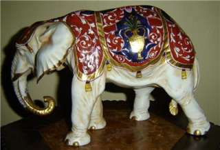 ANTIQUE GERMAN Aelteste Volkstedter Porcelain ELEPHANT Figurine