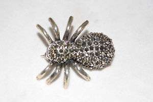 Sterling Silver Marcasite Spider Brooch Pin  