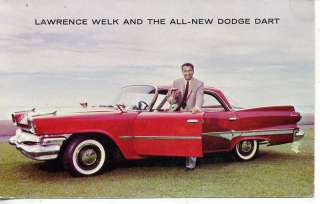 1960 DODGE DART LAWRENCE WELK ADVERTISING POSTCARD CARS  