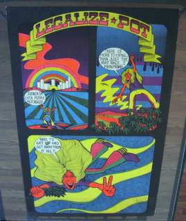   Vintage Blacklight Poster Legalize Pot Head Shop Political 1970s
