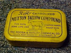   RATLIFF CHEMICAL CO. CINCINNATI OHIO MUTTON COOL TIN & 