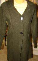 CHICOS sz 0 olive green WOOL sweater coat fit 4/6 $149  