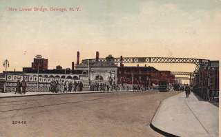 c1907 NEW LOWER BRIDGE TROLLEY OSWEGO, NY POSTCARD  