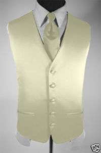 Mens Suit Tuxedo Dress Vest and Necktie Ivory XXL  