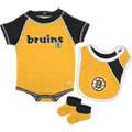 Boston Bruins Gold/Black Infant Creeper, Bib, and Bootie Set