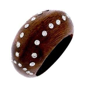 Ausgefallener Holz Ring mit Zirkonia Diamanten   Größe 50 (15.9 