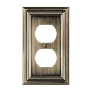 Amerelle Continental Metal 1 Gang Brushed Brass Duplex Outlet Wall 