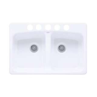   Undermount 22 in. x 33 in. x 8.6 in. 5 Hole Double Bowl Kitchen Sink