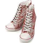 New Womens High Top Platform Zipper Wedge Heels Ankle Boots Shoes Red 