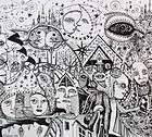 Karen Hickerson Pen and Ink Drawing Outsider Art Abstract Print like 