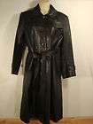 vintage womens tannery long black leather coat m expedited shipping