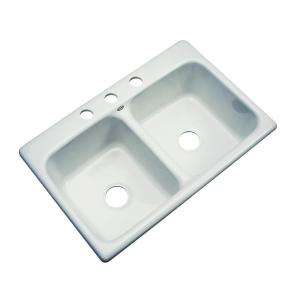   Hole Double Bowl Kitchen Sink in Ice Gray 40380 