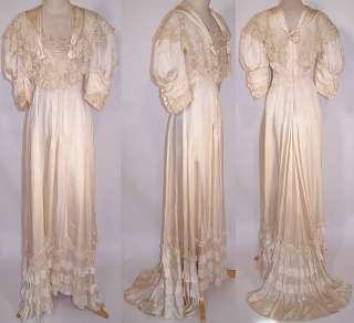 Edward ian Cream Silk Battenburg Tape Lace Wedding Gown Princess Dress 