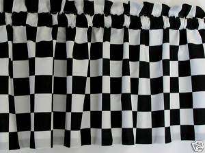 Black & White Check Valance Curtain Nascar Topper LINED  