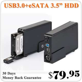 eSATA USB 3.0 Dual Port 3.5 SATA External Alloy Hard Drive HDD 