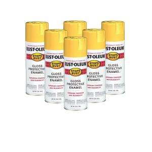 Rust Oleum Stops Rust 12 Oz. Gloss Sunburst Yellow Spray Paint (6 Pack 