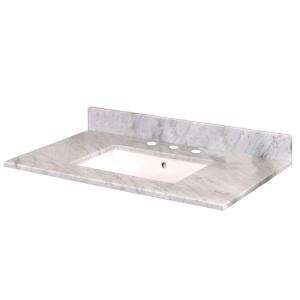 Pegasus 49 in. W Marble Vanity Top with Trough Bowl and 8 in. Faucet 