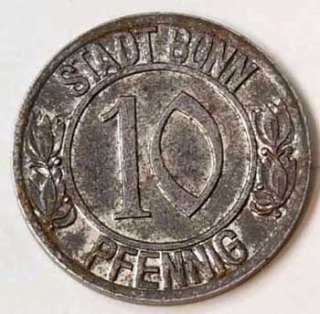 Notgeld Münze Stadt Bonn 10 Pfennig 1920 (750  