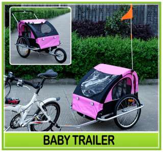 New 2IN1 DOUBLE KIDS BABY BIKE BICYCLE TRAILER STROLLER JOGGER Yellow 
