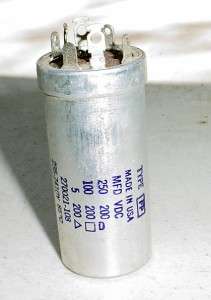 NOS Mallory FP Electrolytic Capacitor 250/100/5 uF @200  