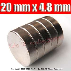 Pcs Neodymium Disc Magnets 20 X 4.8 mm Rare Earth N50 Super Strong 