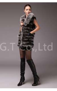 0308 fox fur gilet vest vests waistcoat sleeveless coat with rabbit 