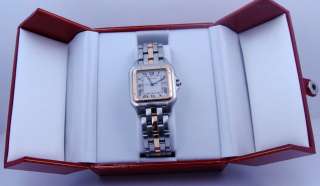 CARTIER Panther 18K Yellow Gold & Stainless Steel 1 Gold Row Watch 