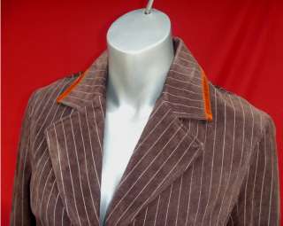   1984 ORANGE Crown~BROWN Pinstripe SUEDE JACKET M Wilsons leather coat
