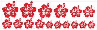 Hibiskus Auto Aufkleber Hawaii Blumen 16 Teile Set  