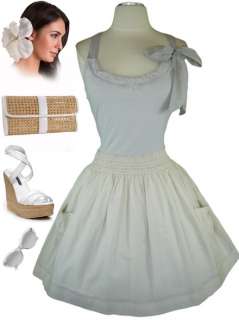 50s Style Grey Stripey Sun Dress w/POCKETS & TiedNkLine  