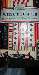 Patriotic July 4th Vinyl Tablecloth 52 x 70 Oblong NEW  