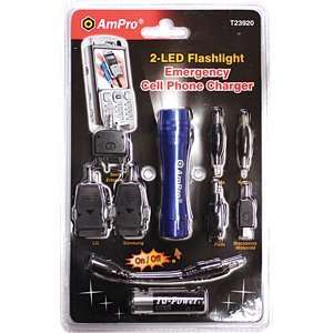  AmPro Cell Phone Charger with 2 LED Flashlight   6 Pack In 