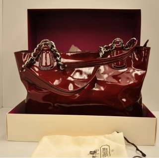 NEW IN COACH BOX 18770 CHELSEA PATENT LEATHER TOTE BAG WINE RED  